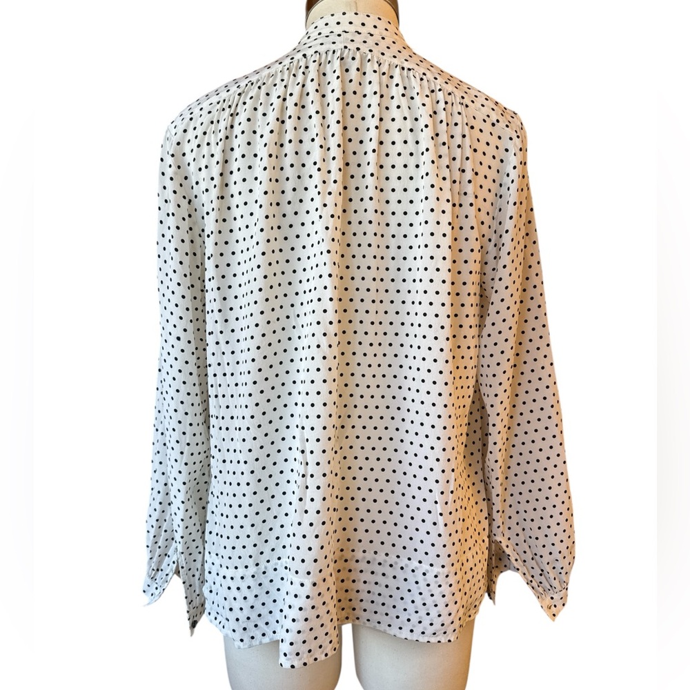 AYR Bonita Dot Por Favor 100% silk button down long sleeve blouse oversized S - Picture 3 of 8